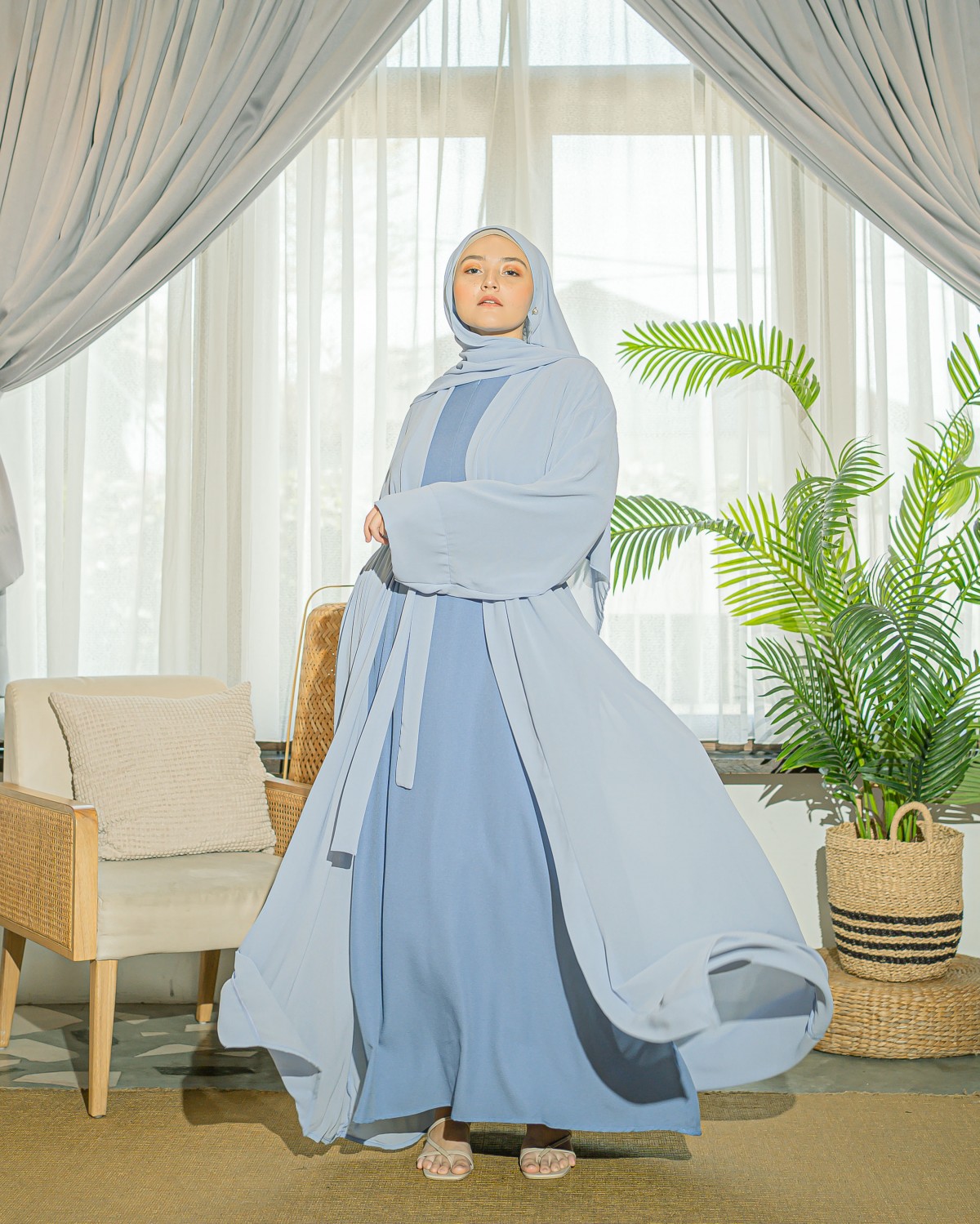 Ammara Abaya Dress (Powder Blue)